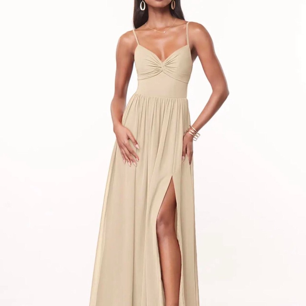 Azazie Cream Maxi Dress